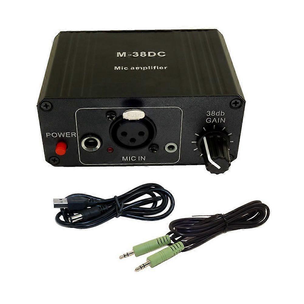 Protable Microphone Preamp 48V Phantom Power High Gain XLR Output Mic Preamplifier for Dynamic/Condenser Microphone A