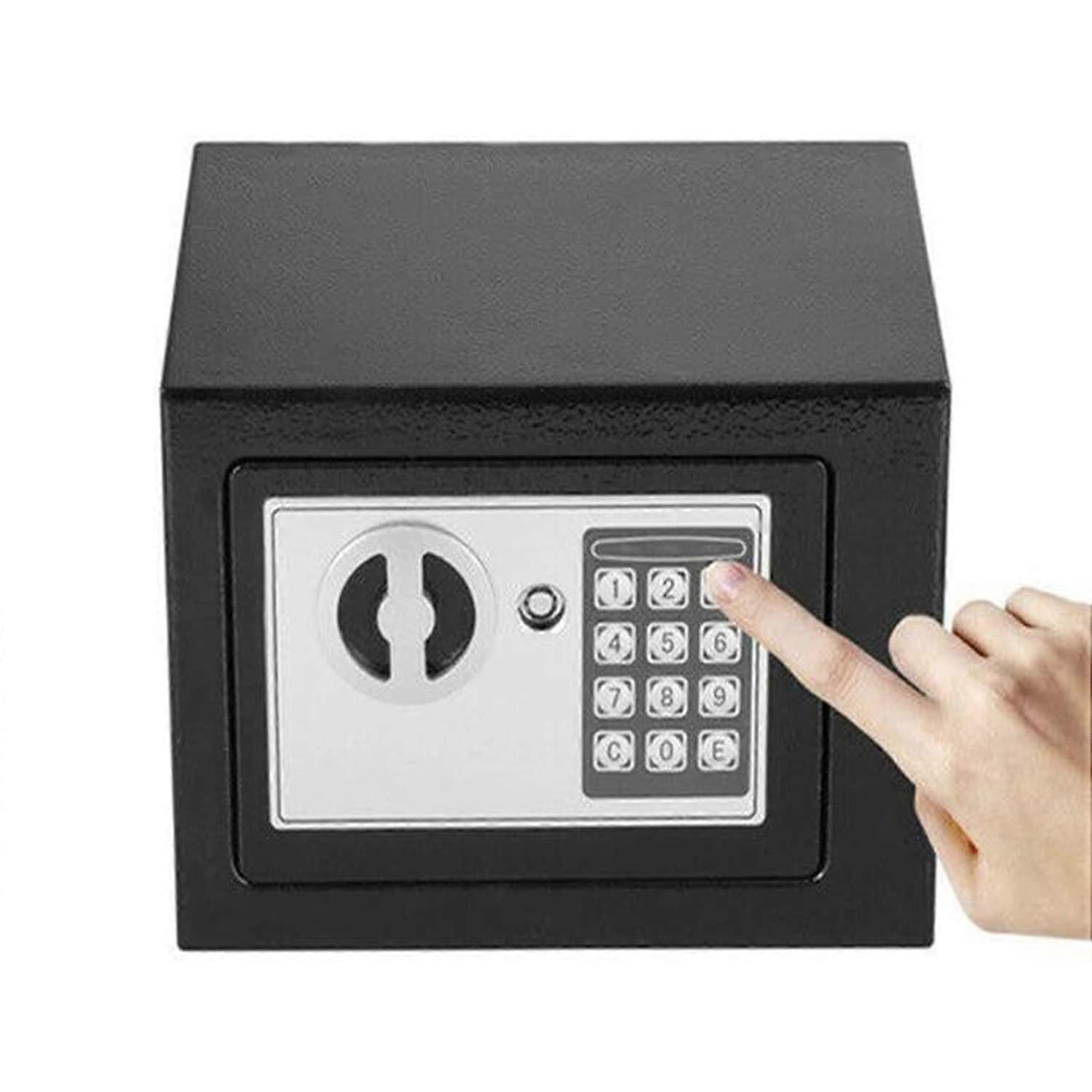 Electronic Digital Safe Box with Keypad, Steel Construction, Key Backup for Home Office Valuables