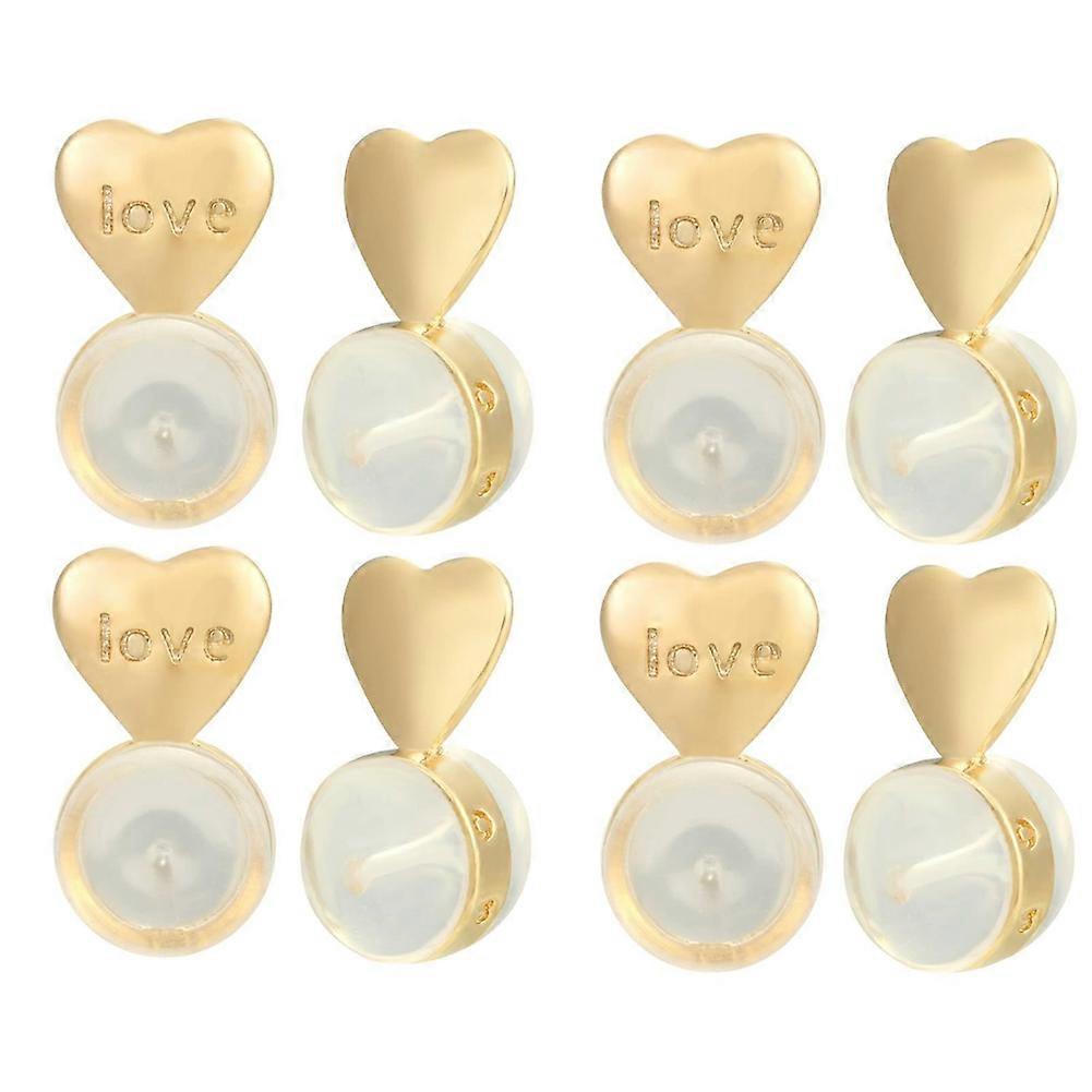 8PCS Earring Backs for Droopy-Ears, Earring Lifter Backs Replacements for Heavy Earrings,Gold