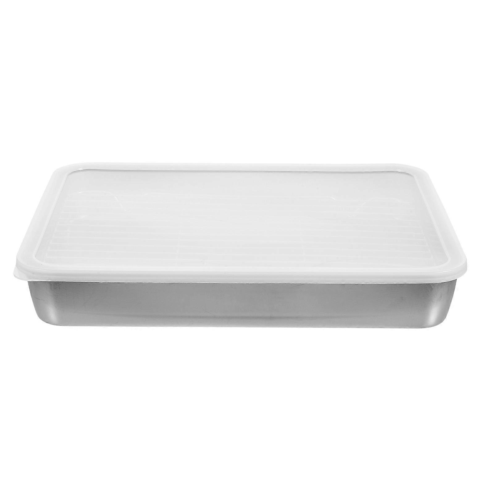 Silver Stainless Steel Rectangular Roasting Pan for Baking Use Kitchen Accessory