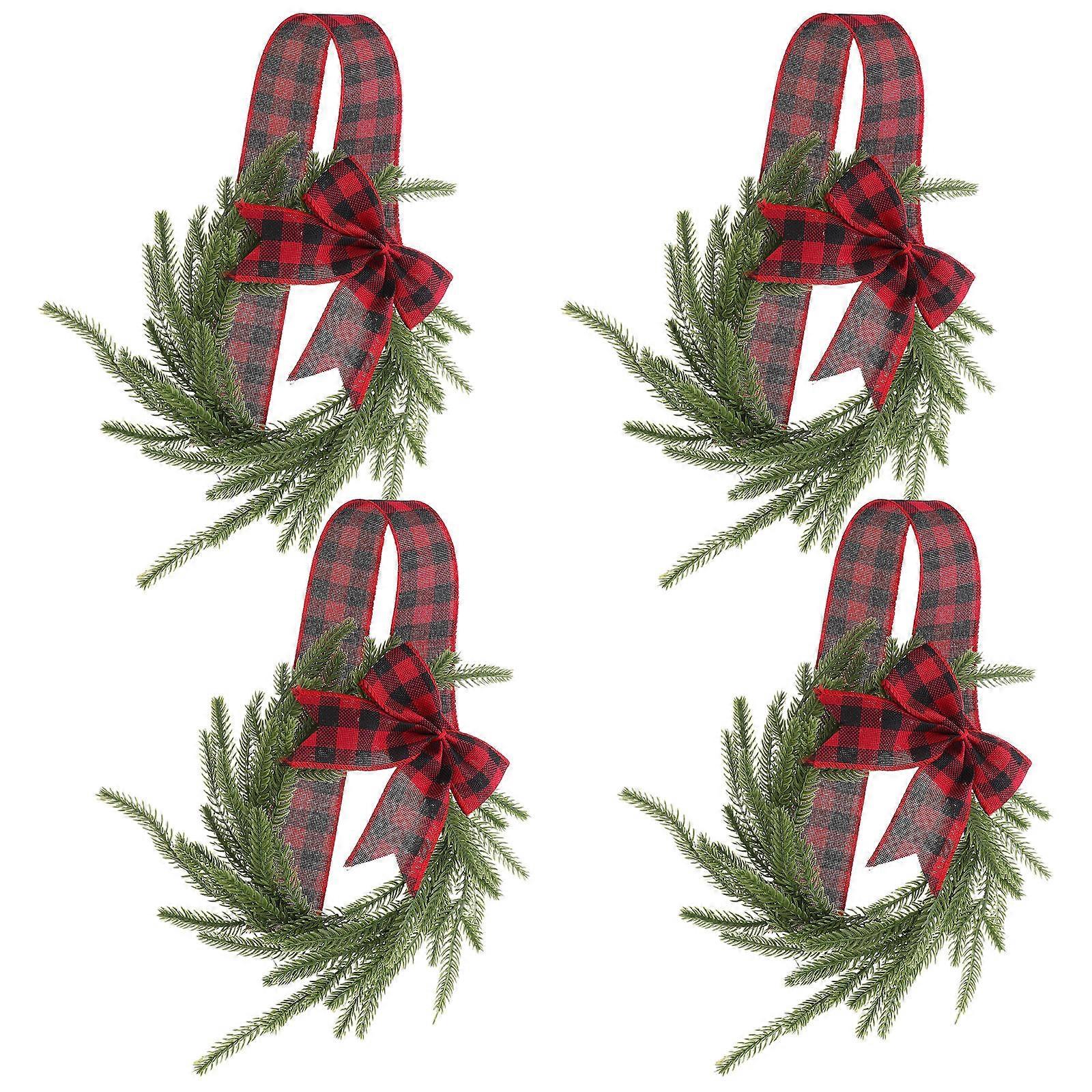 Holiday Pine Wreath Small Pine Wreath for Kitchen Decoration 4Pcs Set