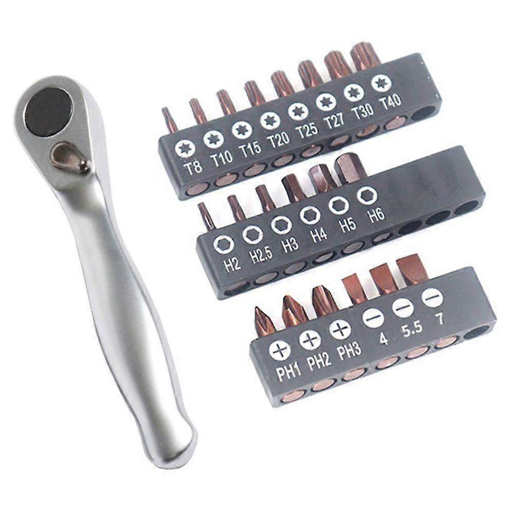 Mini Spiny Wheel Wrench 1/4 Positive and Reverse Fast Screwdriver, Inner Hexagonal Plums Blossom Multi -Function Set