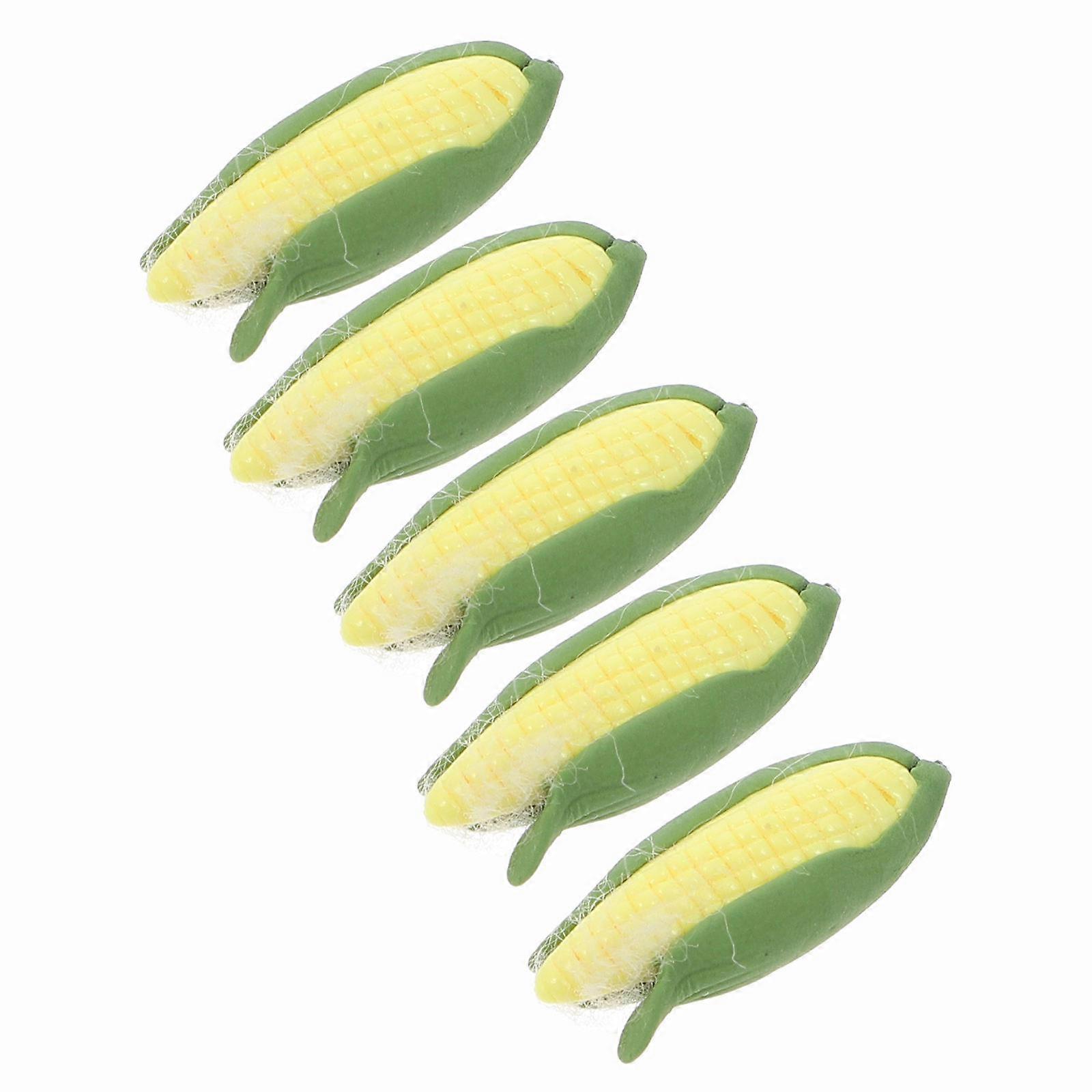 Simulation Corn Miniature Design Desktop Ornament Small Corn Shape Clay 5Pcs