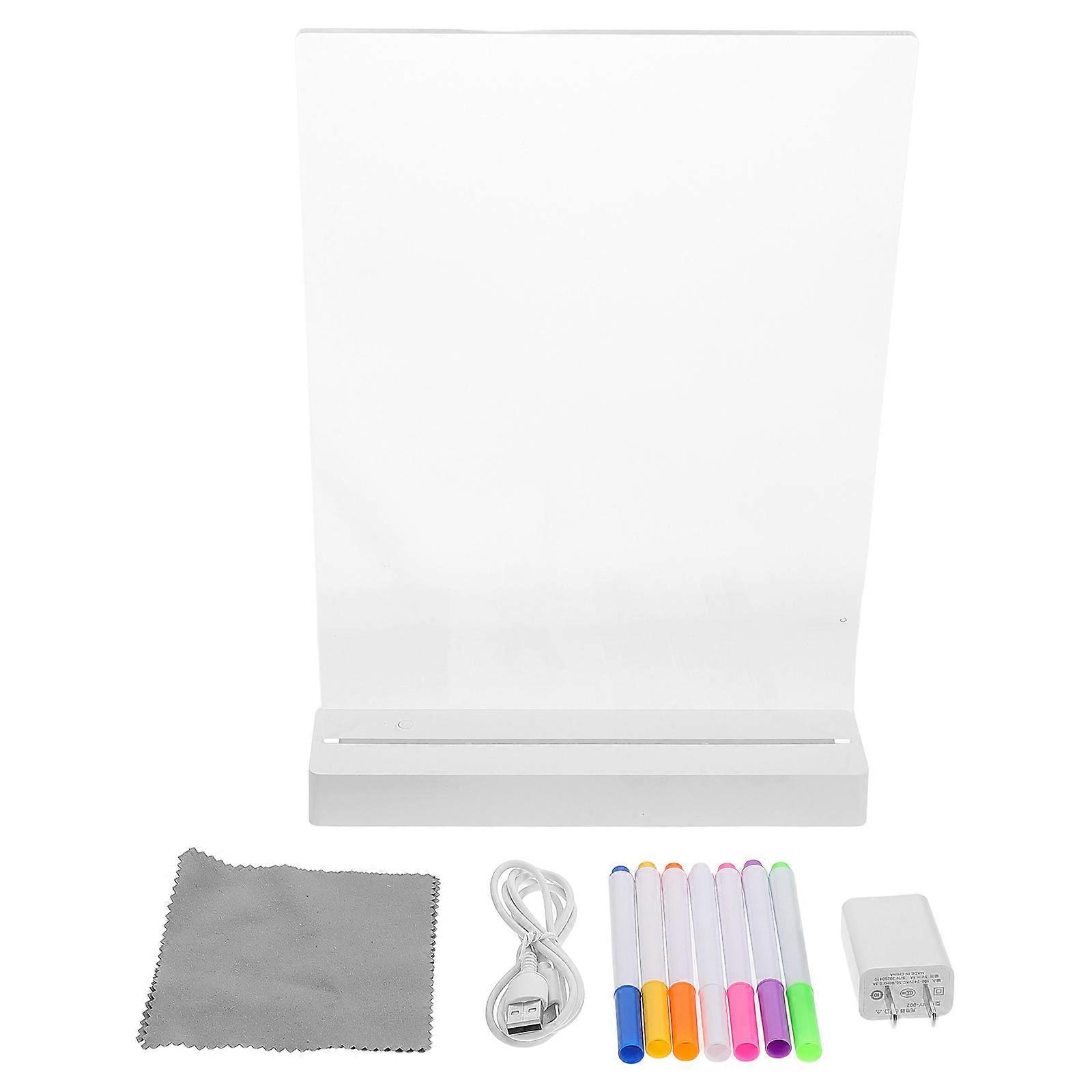 LED Lighted Acrylic Message Board Desktop Writing Pad 1Set for Night Displays