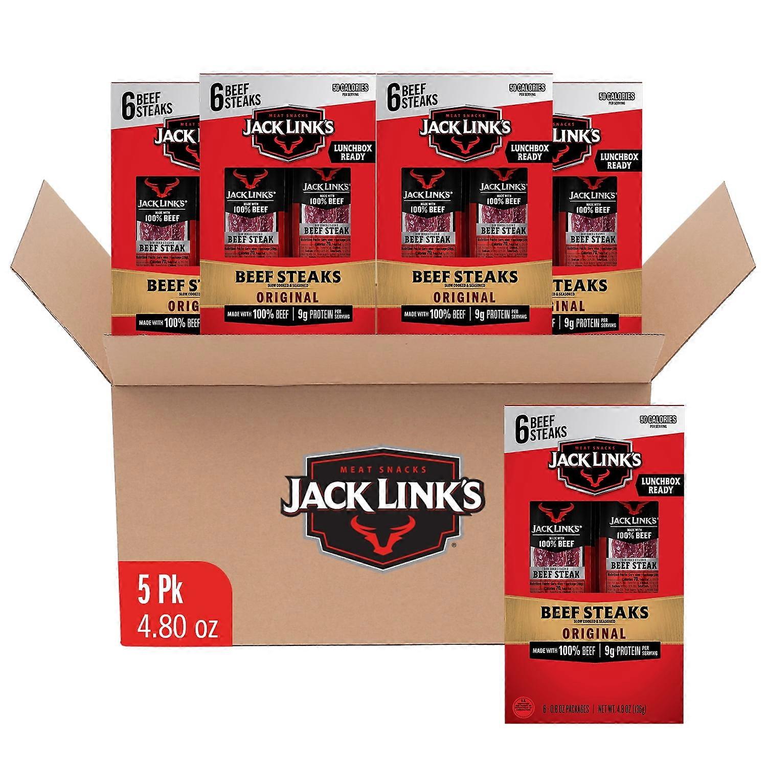 (5 pack) Original Beef Steak Multi-Pack (6 - 0.8 Ounce. Beef Steaks), 4.8 Ounce.