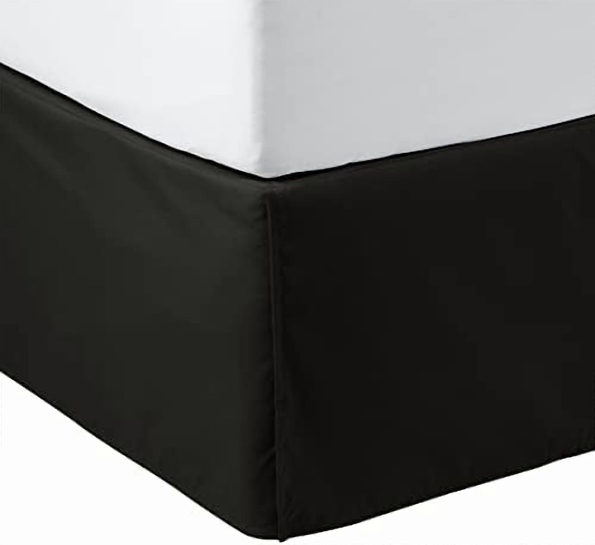 Lightweight Pleated Bed Skirt, Queen, Black, Solid