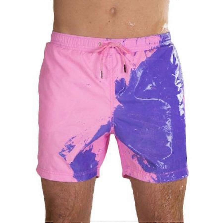 Men Temperature Sensitive Color Changing Drawstring Swimming Trunks Beach Shorts