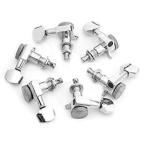 6R Inline Locking Guitar Tuners Silver 6pcs Set with Precise String Adjustment and Durable Finish
