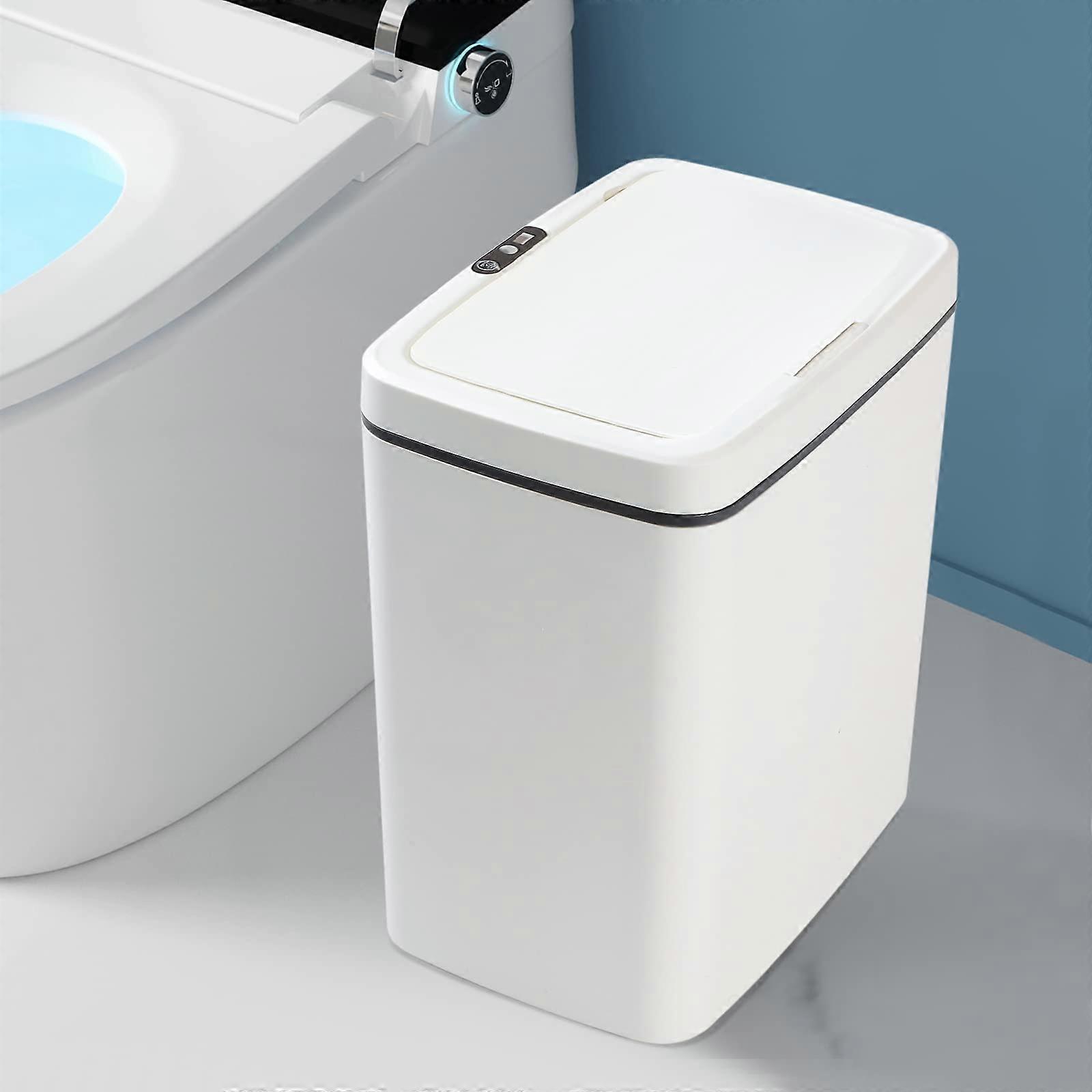 3.5 Gallon Touchless Bathroom Trash Can with Smart Motion Sensor Lid, White OdorReducing Bin