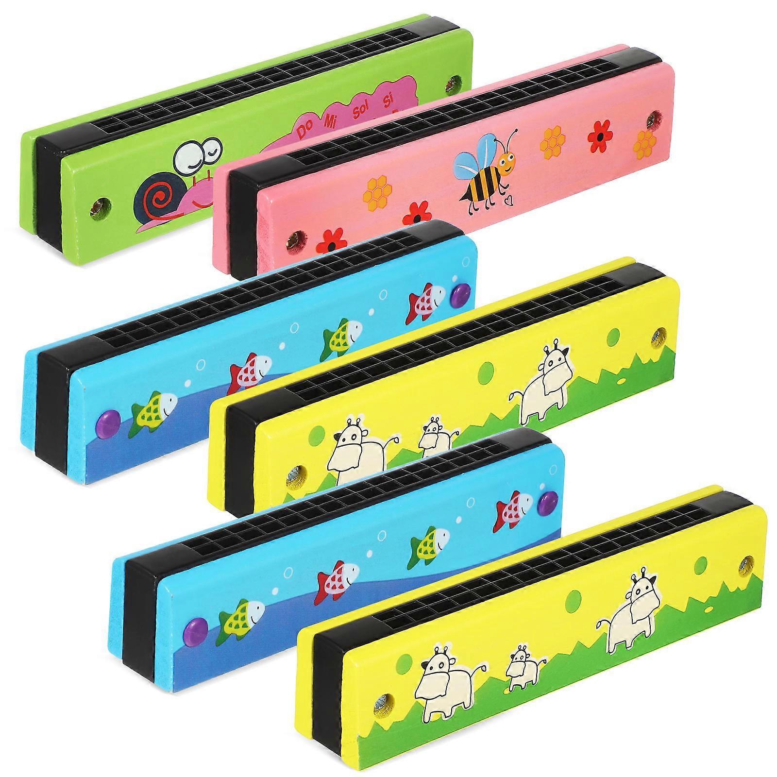 Portable Harmonica Wooden Double Row Harmonica for Playing 24Pcs Cute Beginner Instruments