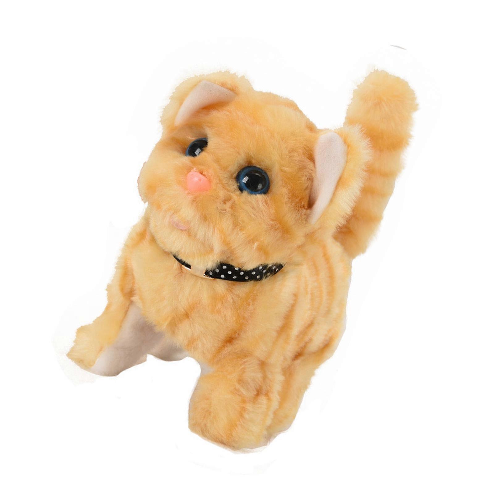 Eğlenceli Yavru Kedi Robotu, Duygusal Gelişim İçin Eğitici Hareketli Peluş Oyuncak, Sarı