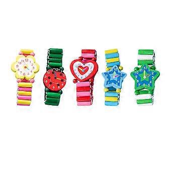 Educational Wooden Cartoon Watches Toy Bracelet Watches for Children 5Pcs