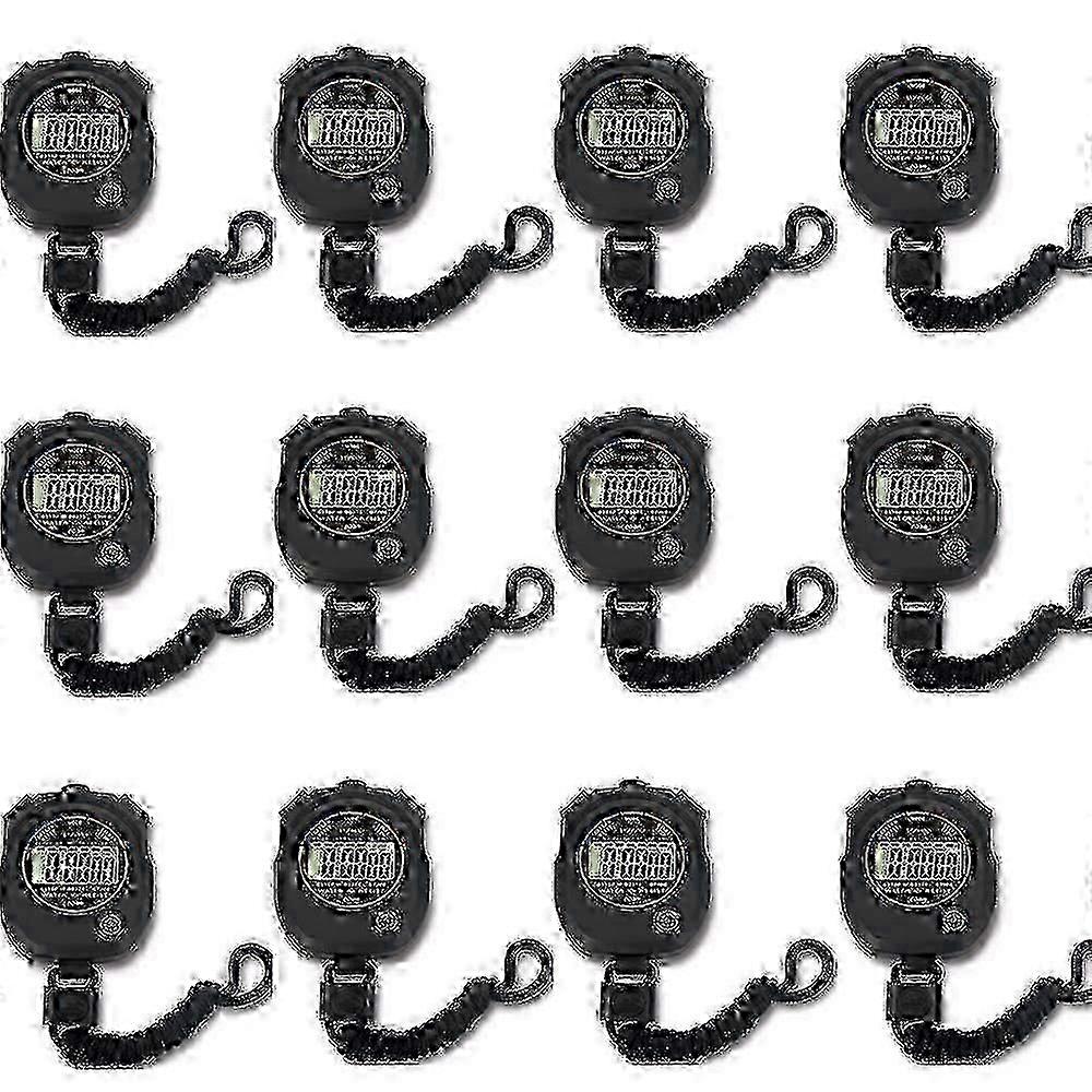 12 Pack Multi-Function Electronic Digital Sport Stopwatch Timer with Large Display, Date, Time and Alarm