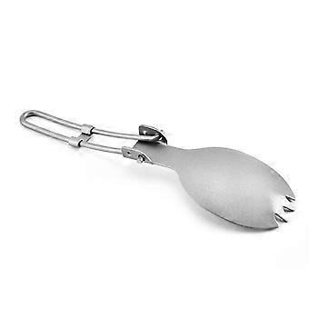 Silver Titanium Foldable Spoon with Teeth for Food Serving Use
