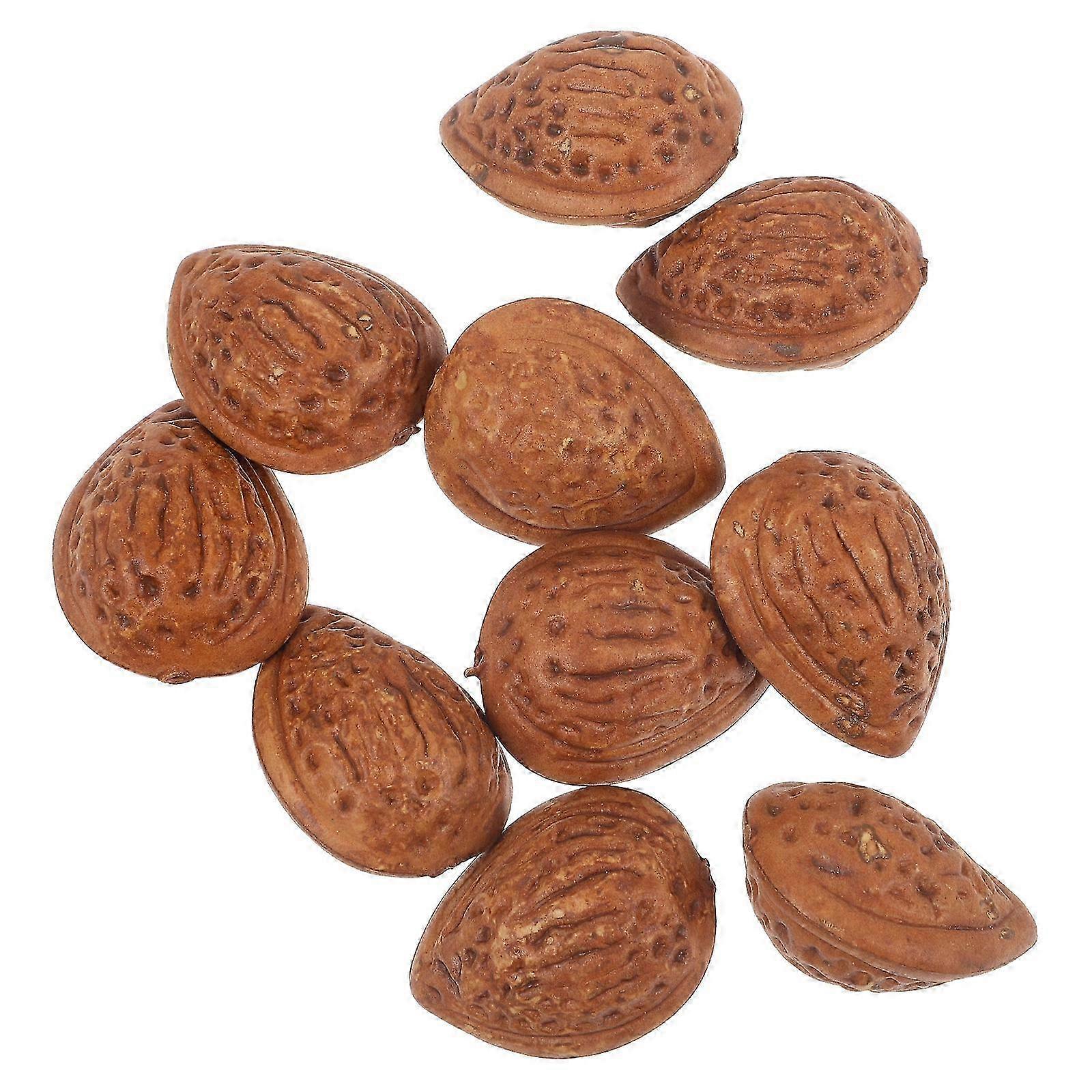 Decorative Almonds Models compatible with Decoration 10Pcs Brown Plastic Nuts