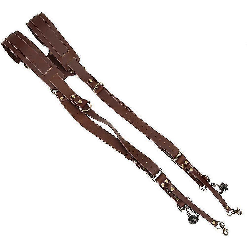 Adjustable Dual Leather Rivet Double Shoulder Digital Camera Shoulder Strap Harness Accessory