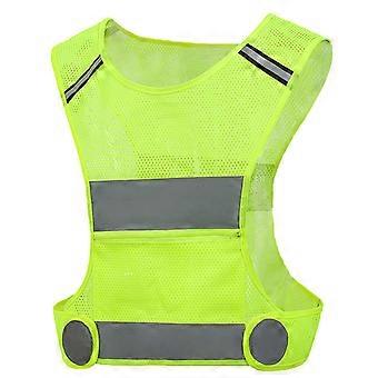 Chaleco reflectante,Chaleco de seguridad ajustable de alta visibilidad Chaleco reflectante al aire libre con bolsillos con cremallera para correr,Ciclismo amarillo fluorescente S
