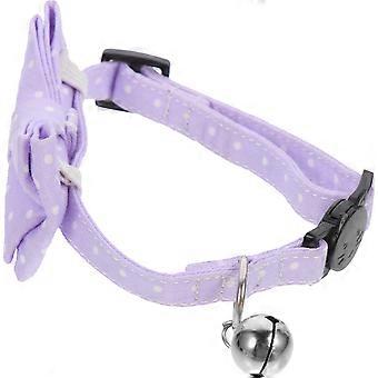 Bow Tie Dog Collar with Bell Pet Neckwear 2Pcs Adjustable Lavender Tone