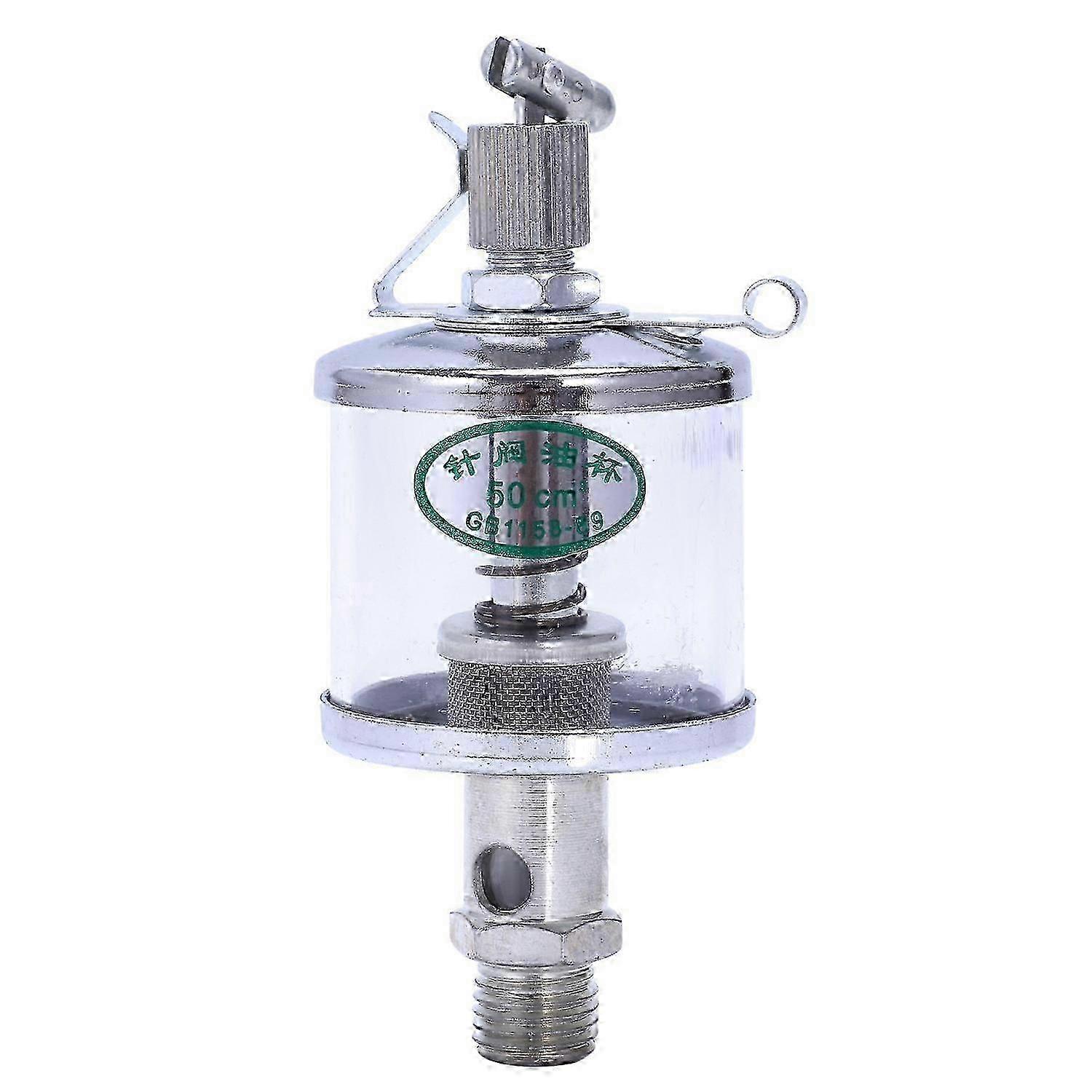 50mL Engine Machine Lubricator Oil Gravity Drip Feed Oiler Clear+Silver