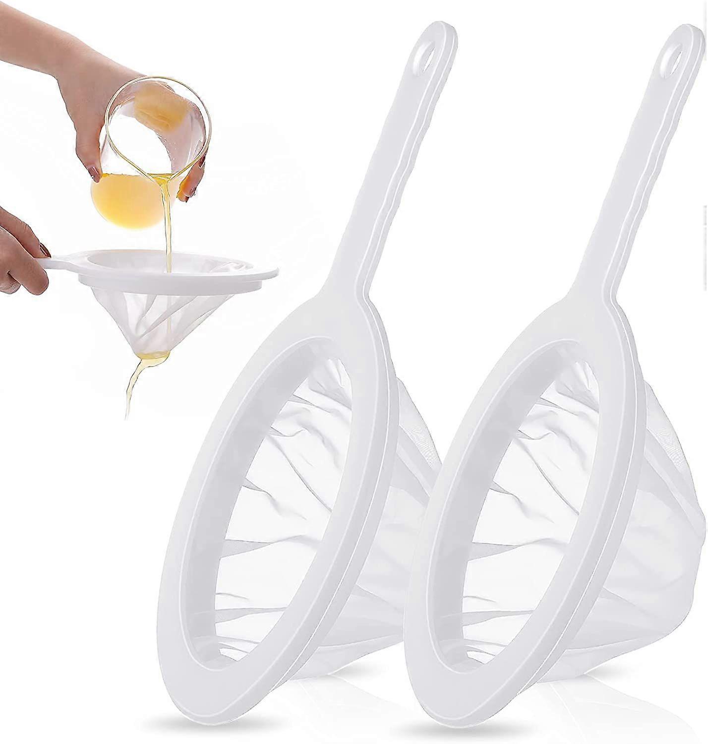 Plastic Handle Nylon Superfine Gauze Strainer Mesh Kitchen Filter Tool 2pcs