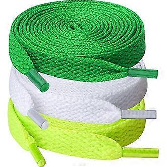3 Pairs Multicolored Shoelaces, 10mm Wide Flat Shoelaces for Sneakers, Running, Adults, Kids