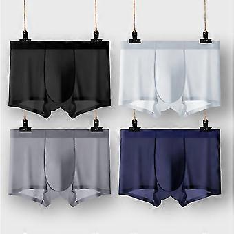 4pcs Ropa interior sin rastro para hombre Ice Silk Boxer Brief, Sexy See-Through Transparent Briefs-Excellent