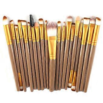 UBIUO Pack of 20pcs Cosmetic Eye Shadow Sponge Eyeliner Eyebrow Lip Nose Foundation Powder Makeup Brushes Sets (Gold&Gold)