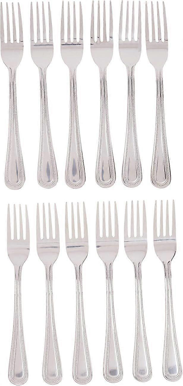 Dots Dinner Fork Set,  Stainless Steel,Silver 12-Piece