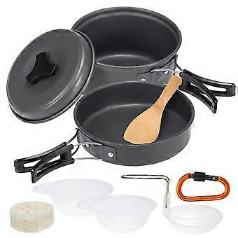10pcs Camping Cookware Set Lightweight Mess Kit with Pot Pan Bowls for Backpacking Hiking Outdoor Cooking