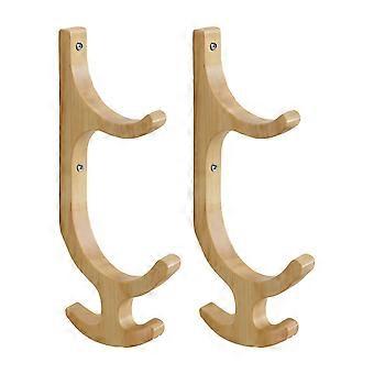 Wooden Yoga Mat Holder Wall Mount with 4 Hooks, Solid Wood Storage Rack for Home Gym Accessories