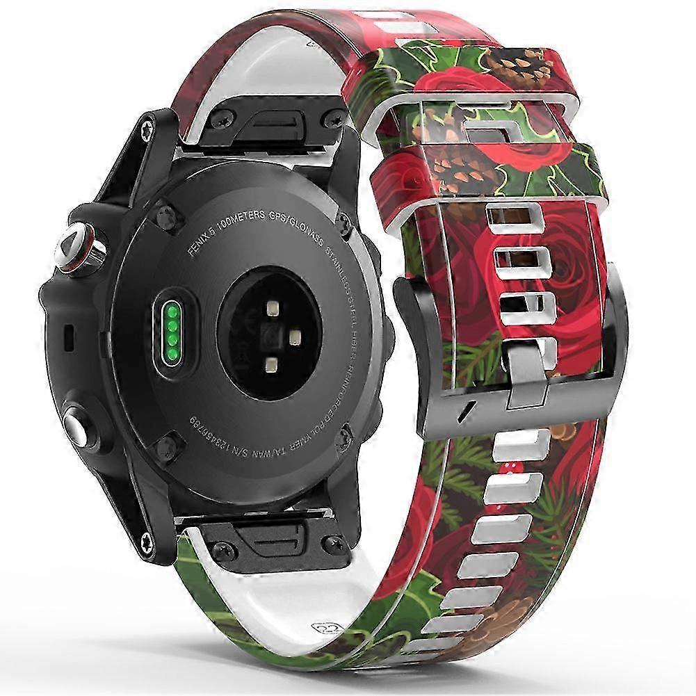 Silicone Printed Pattern Quick Release Watch Band, Compatible with Garmin Foreru
