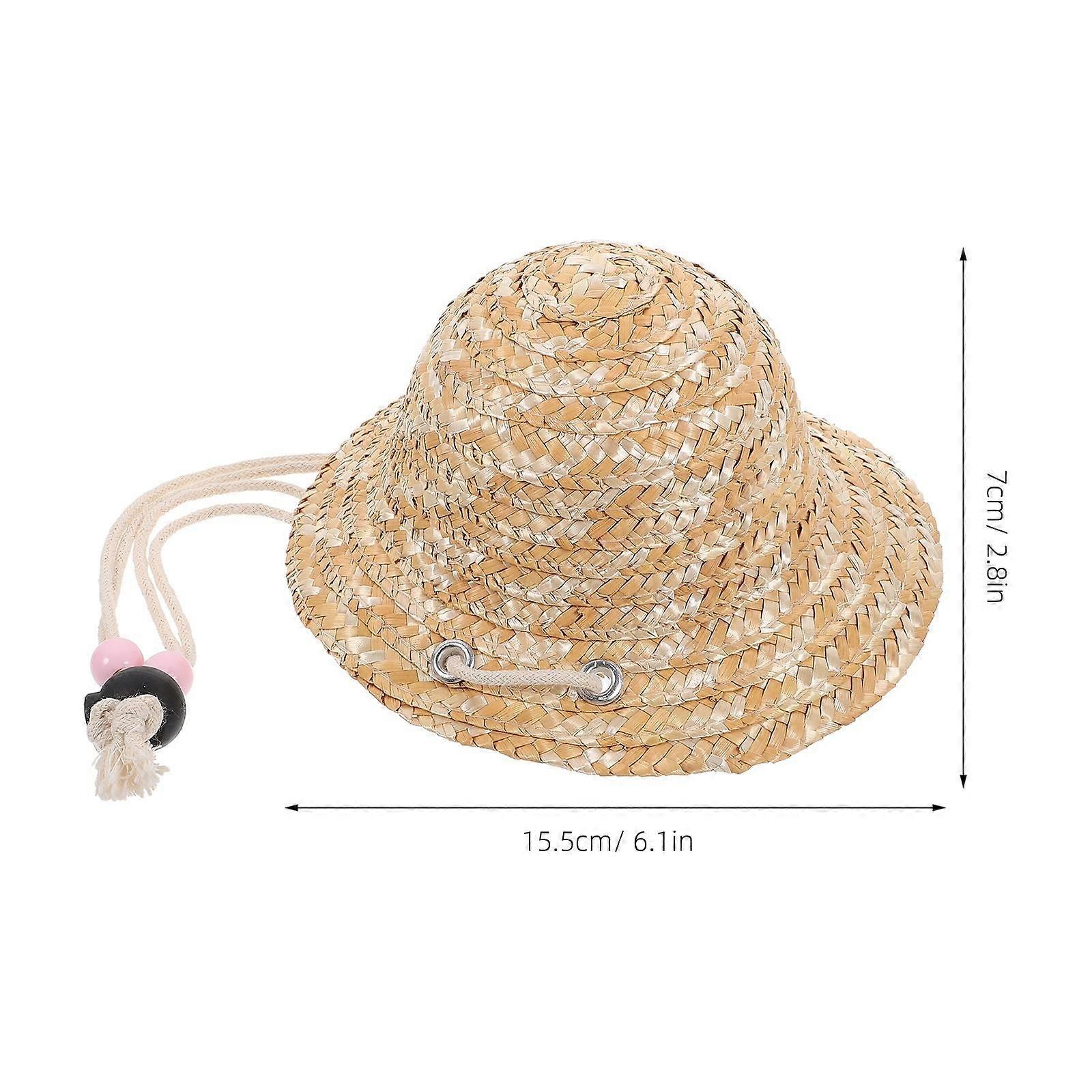 Woven Straw Cap Mini Hat for Decoration Rustic Doll Braided Straw