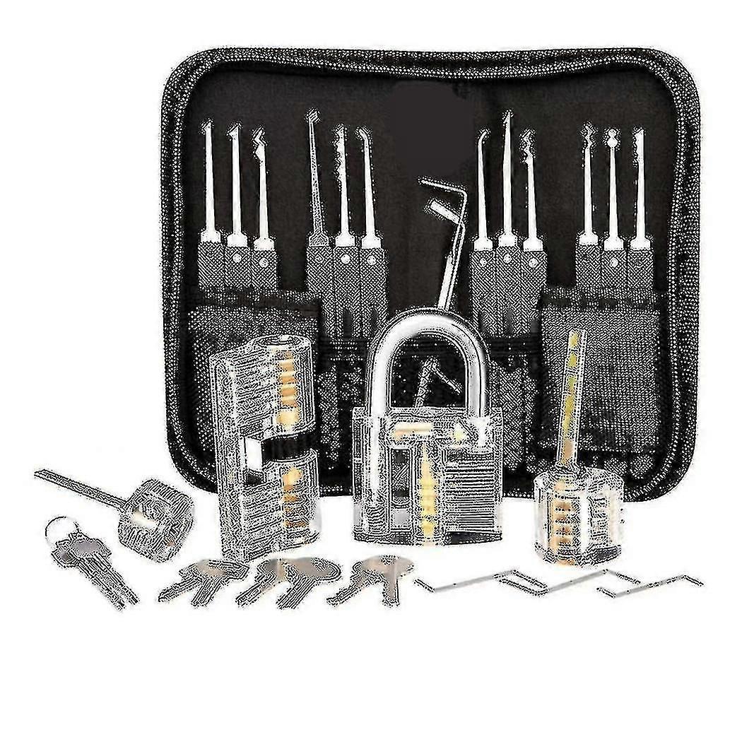 25-Piece Lock Picking Kit Practice Tools with 3 Clear Locks
