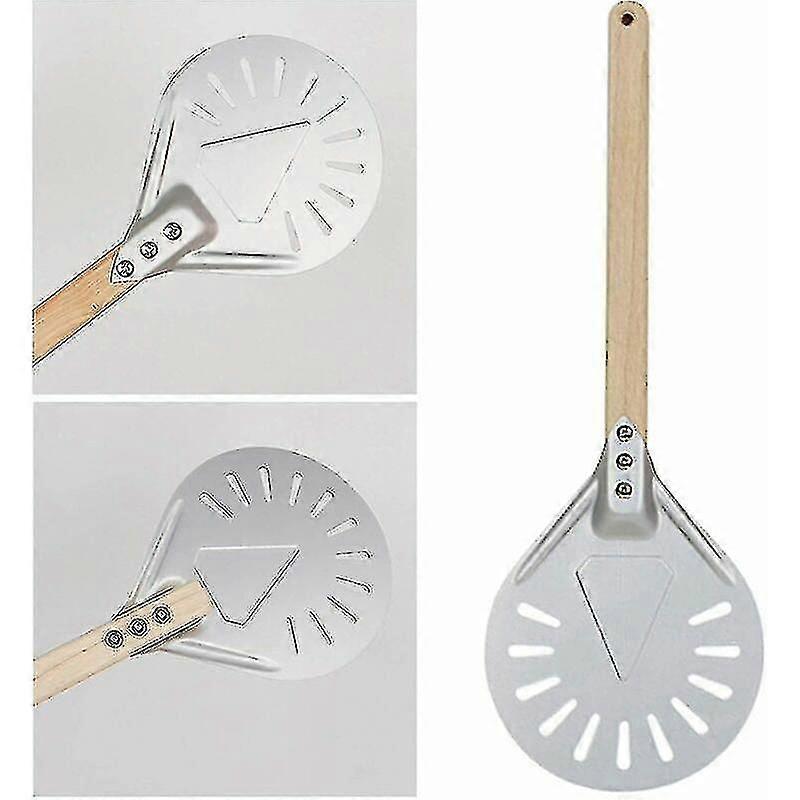 Pizza profissional Virando Casca, alça longa 7/8/9 polegadas pizza perfurada virando casca, pás de pizza, alumínio pizza pás, pequeno - 8 polegadas 40cm