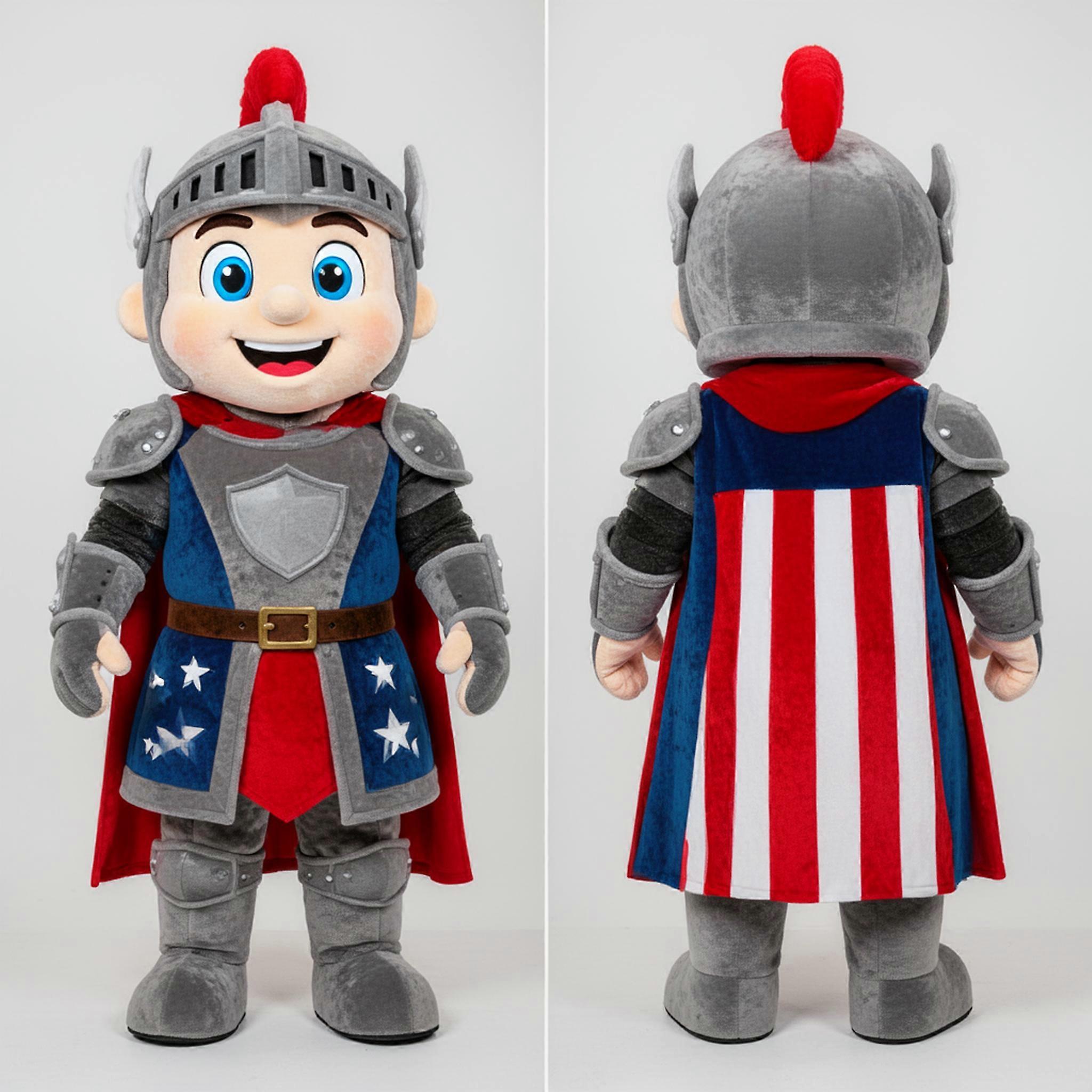 MASTICOT Silver Armored Medieval Knight Mascot