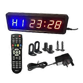 Minuteur de gym LED ultra-clair avec télécommande, compte à rebours/compte à rebours, horloge murale, minuteur d'entraînement, minuteur d'intervalles, minuteur de fitness 1,5 pouce