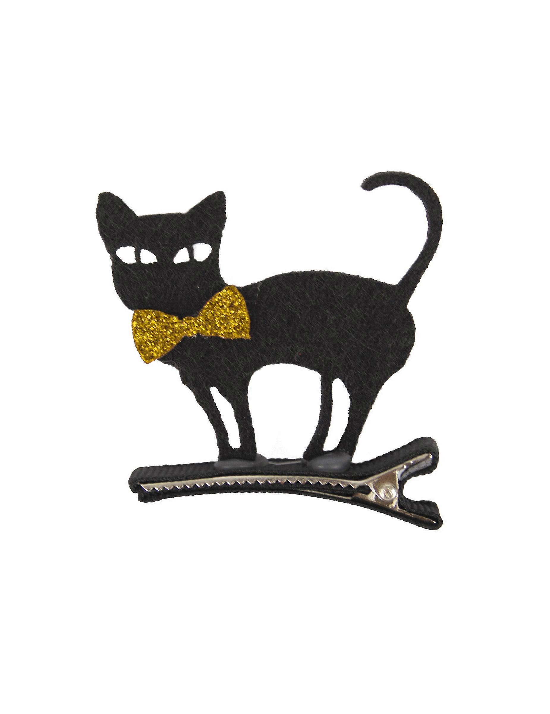 Black cat felt barrette