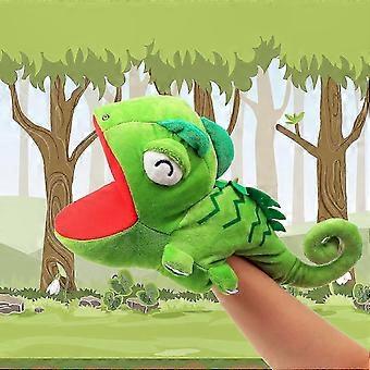 Open Movable Mouth Plush Chameleon Hand Puppet Stuffed Animal Toy Creative Role Play Storytelling Birthday Gift for Kids Toddlers