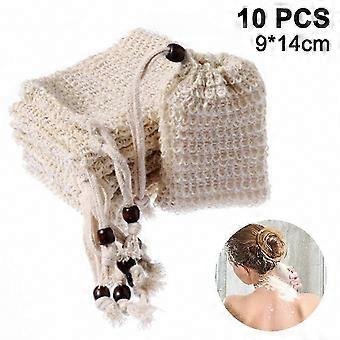 Zero Waste Sisal Soap Bag, Natural Lather & Exfoliating Massage, Holds Soap Remnants, 10 Pieces