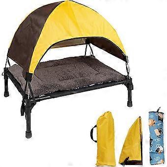Tumbona de exterior compatible con perros, cama plegable para perros con protección solar y toldo, tienda de campaña para perros con techo, bolsa de transporte adicional.