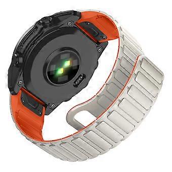 26mm Magnetic Silicone Strap Starlight Orange Quick Release Watch Band for Garmin Fenix 8 7X 6X 5X Plus