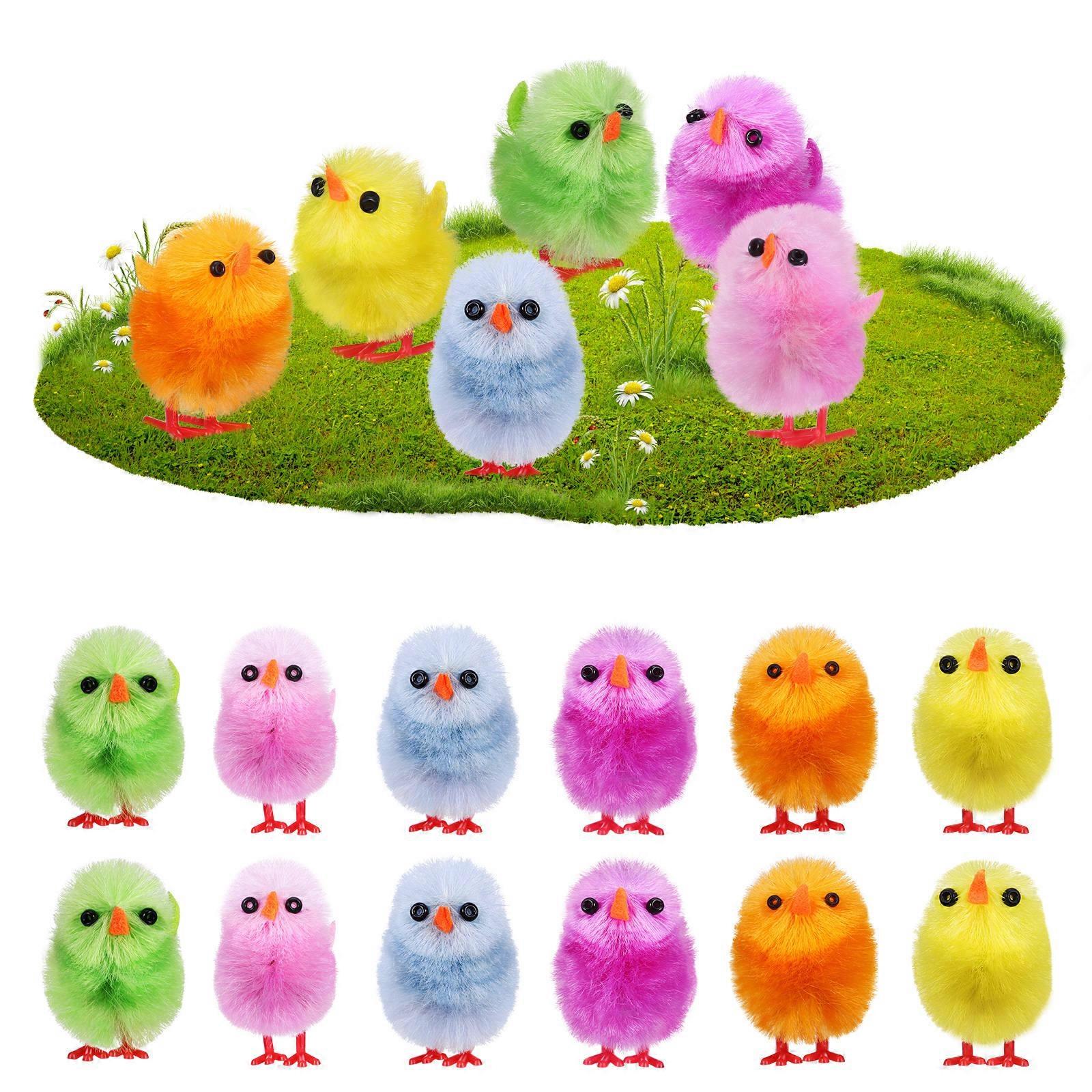 Easter Mini Chicks Plush Decoration for Party 18Pcs Multicolor Set