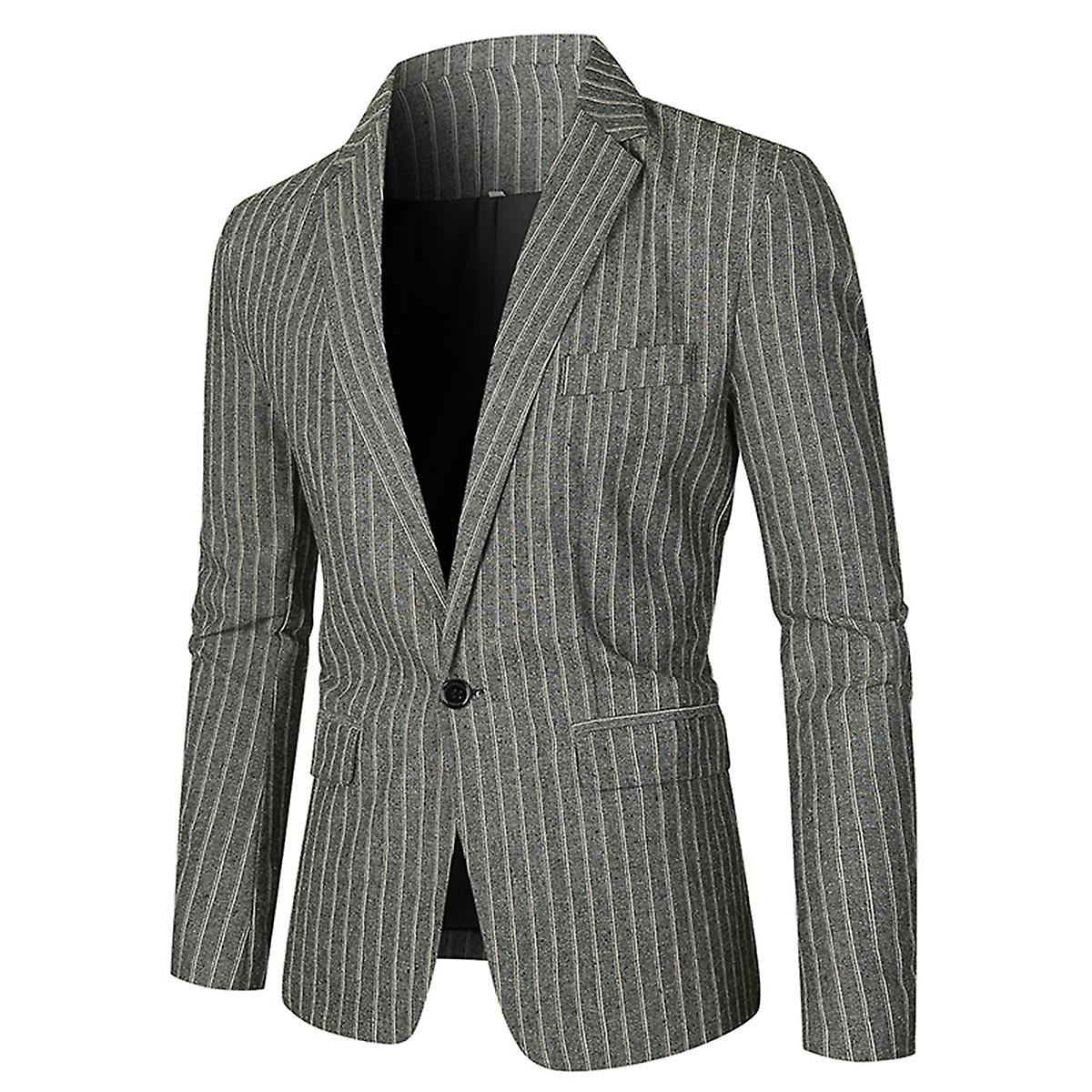 Cloudstyle Men's Stripes Slim Fit 1 Button Notch Lapel Casual Daily Blazer
