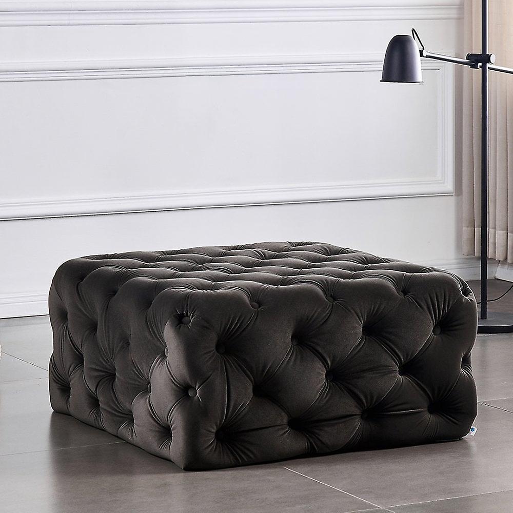 Amélie Lux Velvet Square Pouffe - Ottoman Stool