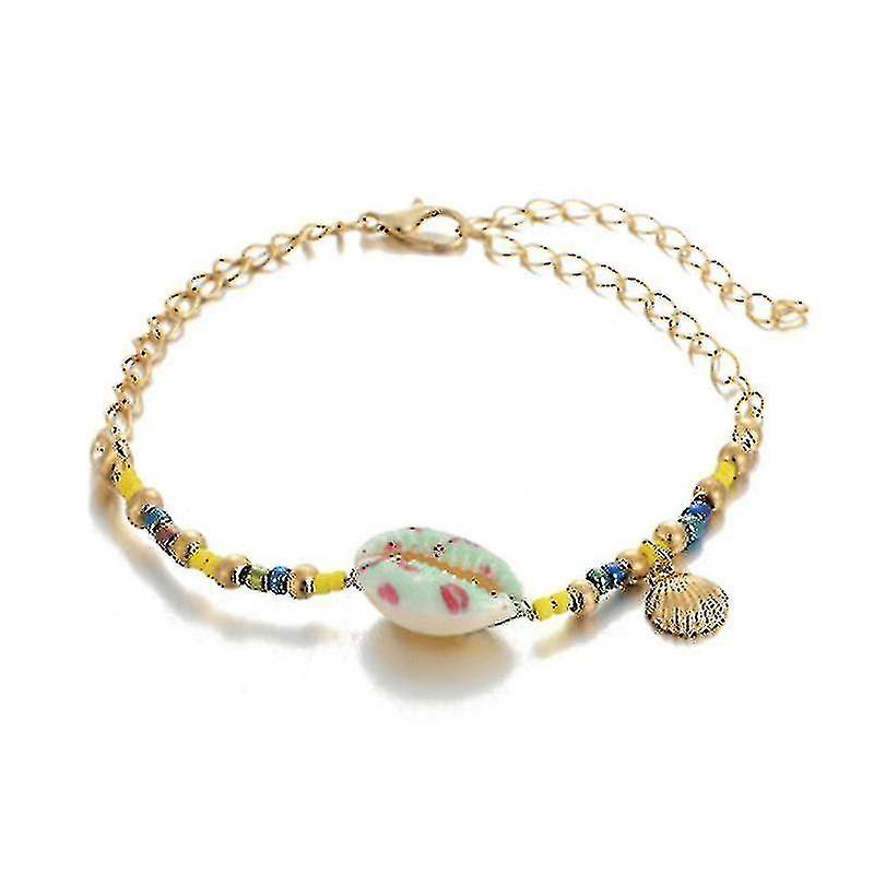 Pop vintage goudlegering multi color kraal Anklet Bohemen shell sint-jakobsschelp Anklet