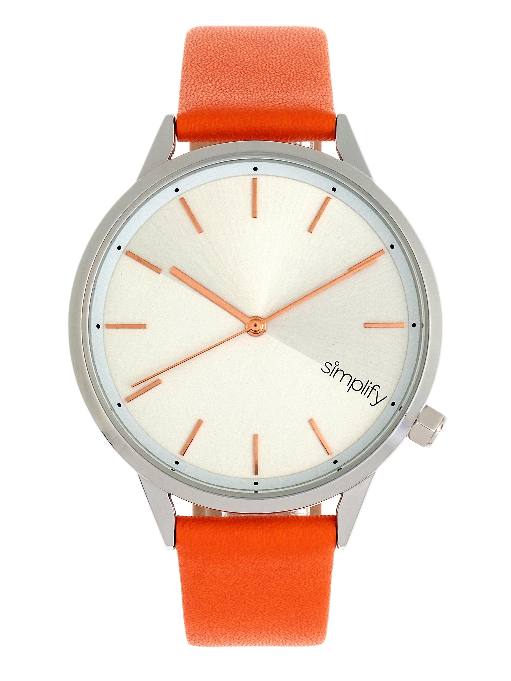 Simplify The 6700 Series Strap Watch - Orange/Silver