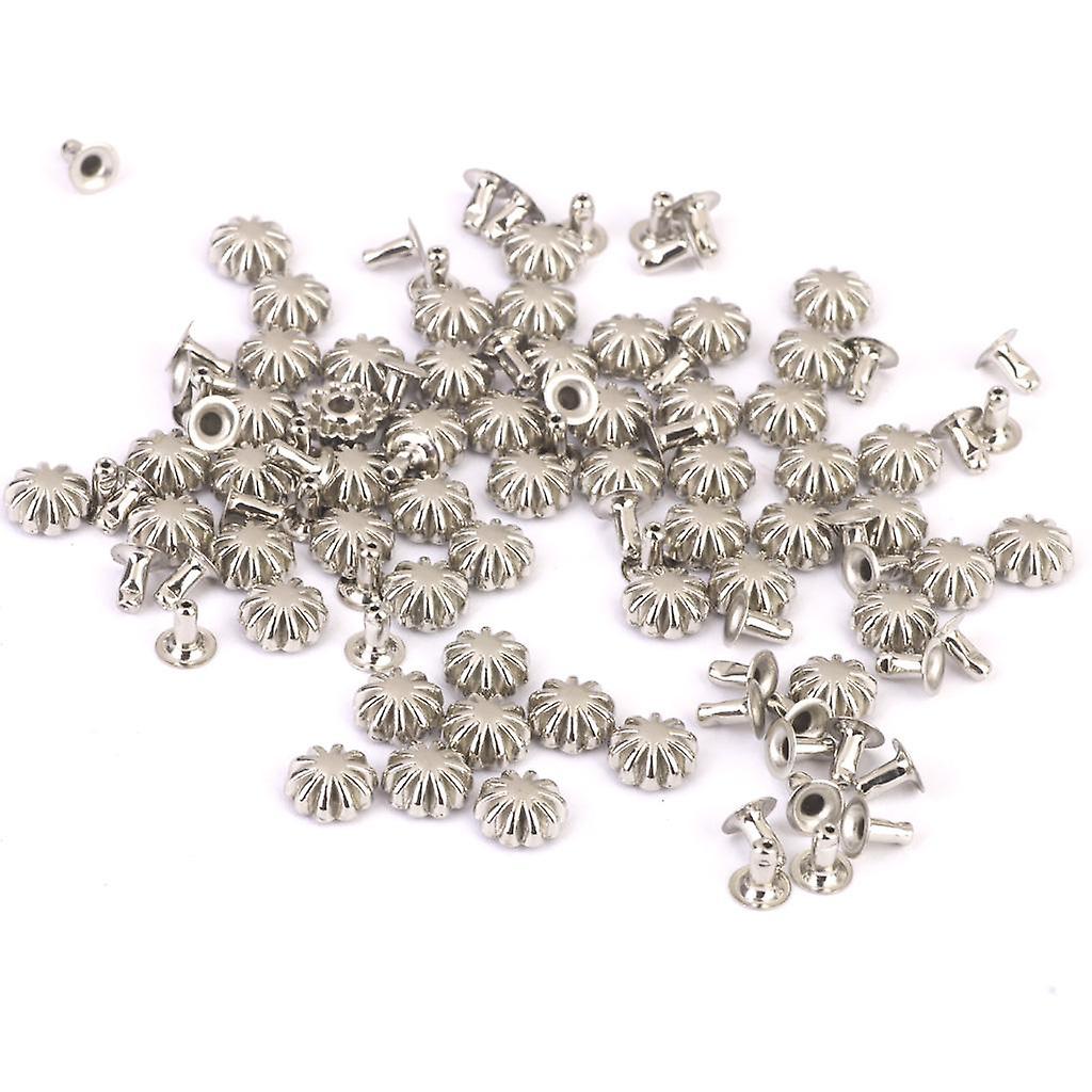 Pumpkin Shape Rivets Studs 50 sets Silver