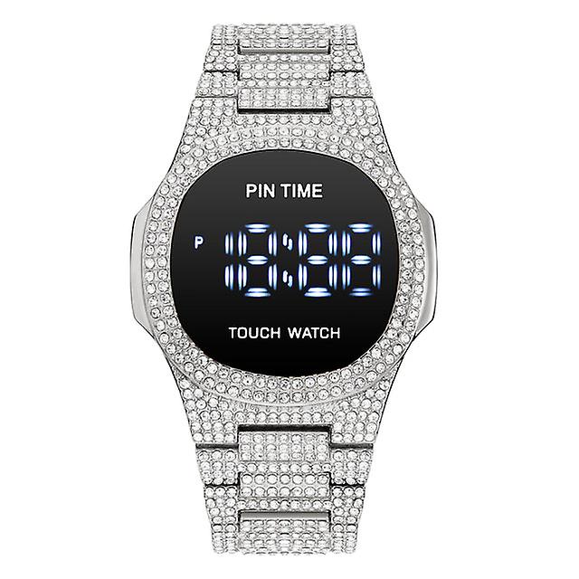 Pintime Erkekler İzle Digite Kol Saati Led Ekran Kadranı Su Geçirmez Paslanmaz Çelik Kayış Lüks Elmas Montre Homme Relogio Altın