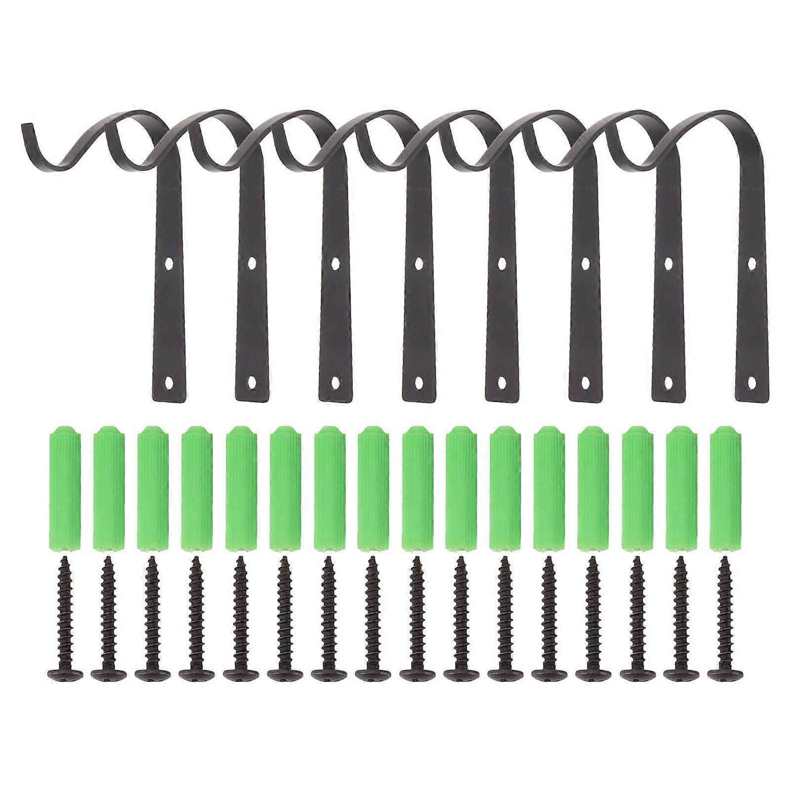 8 Black S-Shaped Wall Hooks for Plants, Baskets & Decor