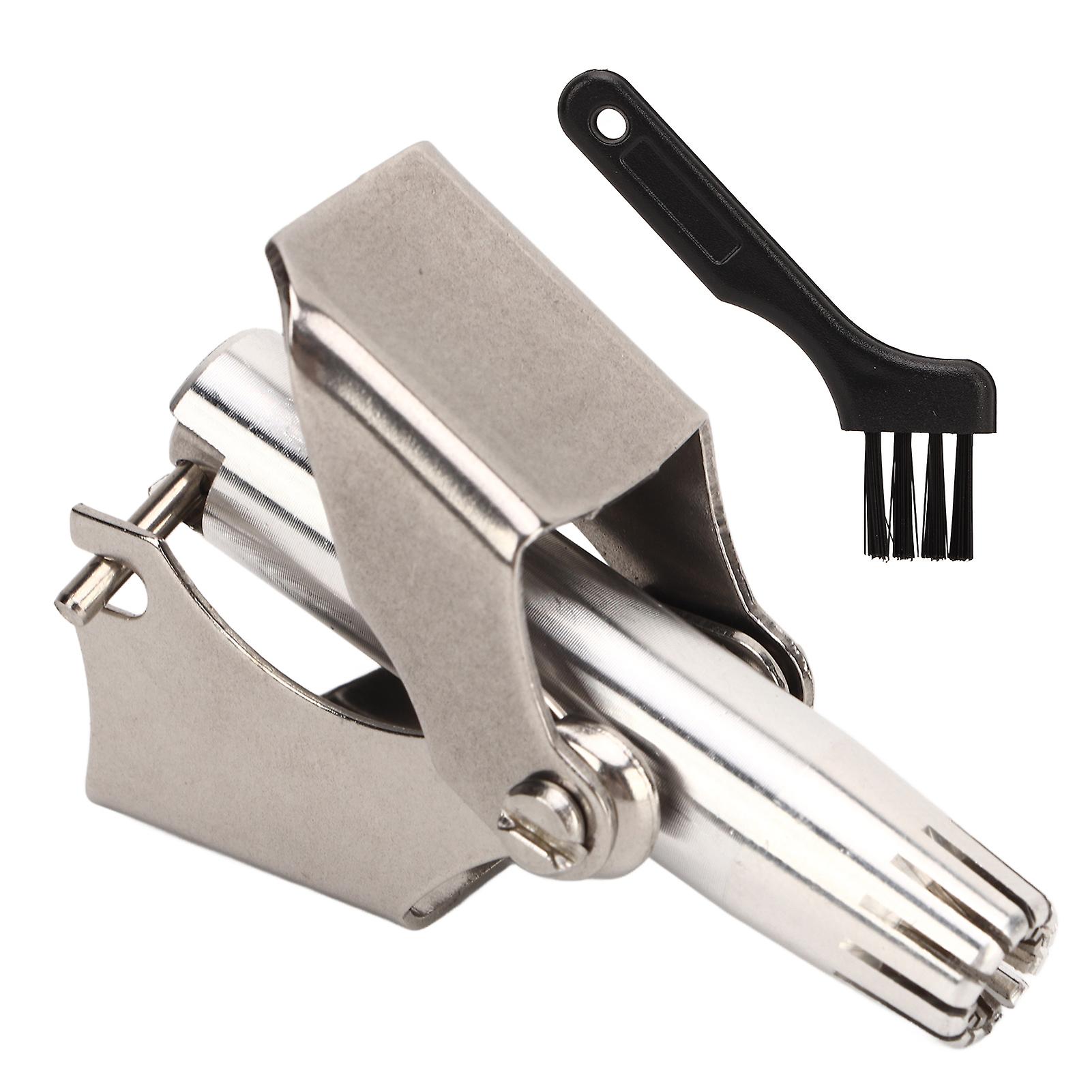 Manual Nose Hair Remover R Shaped 360 Degree Rotary Stainless Steel Trimmer with 12 Edged Blades for Precise Grooming